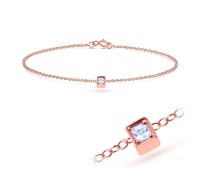 Rose Gold Plated CZ Stone in Box Silver Bracelet BRS-260-RO-GP